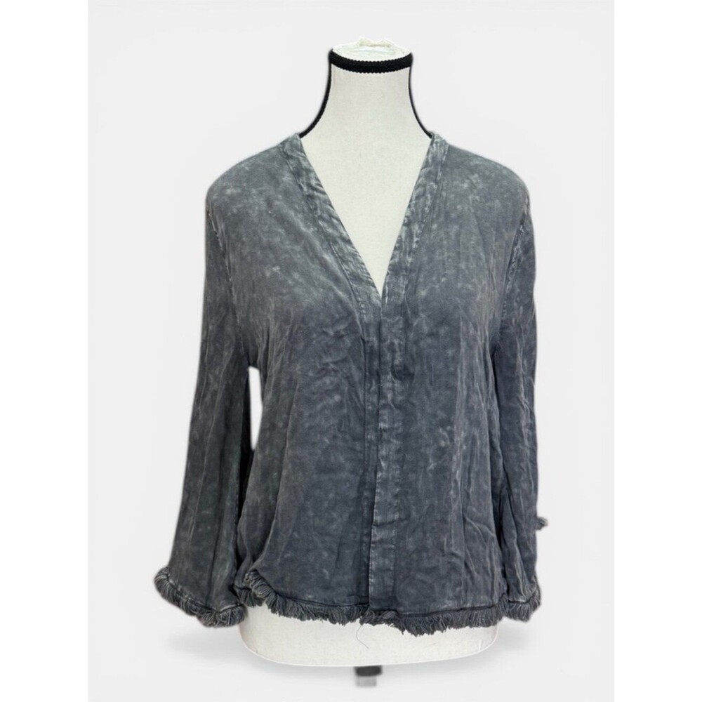 Chaser Draped Open Front Top Flax Cloud Wash Gray Lightweight Cardigan Size S